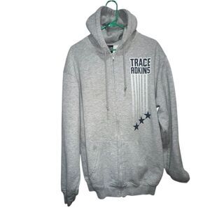 Vintage Trace Adkins Full Zip Hoodie Bayside Sz Large Gray Country Music Outdoor
